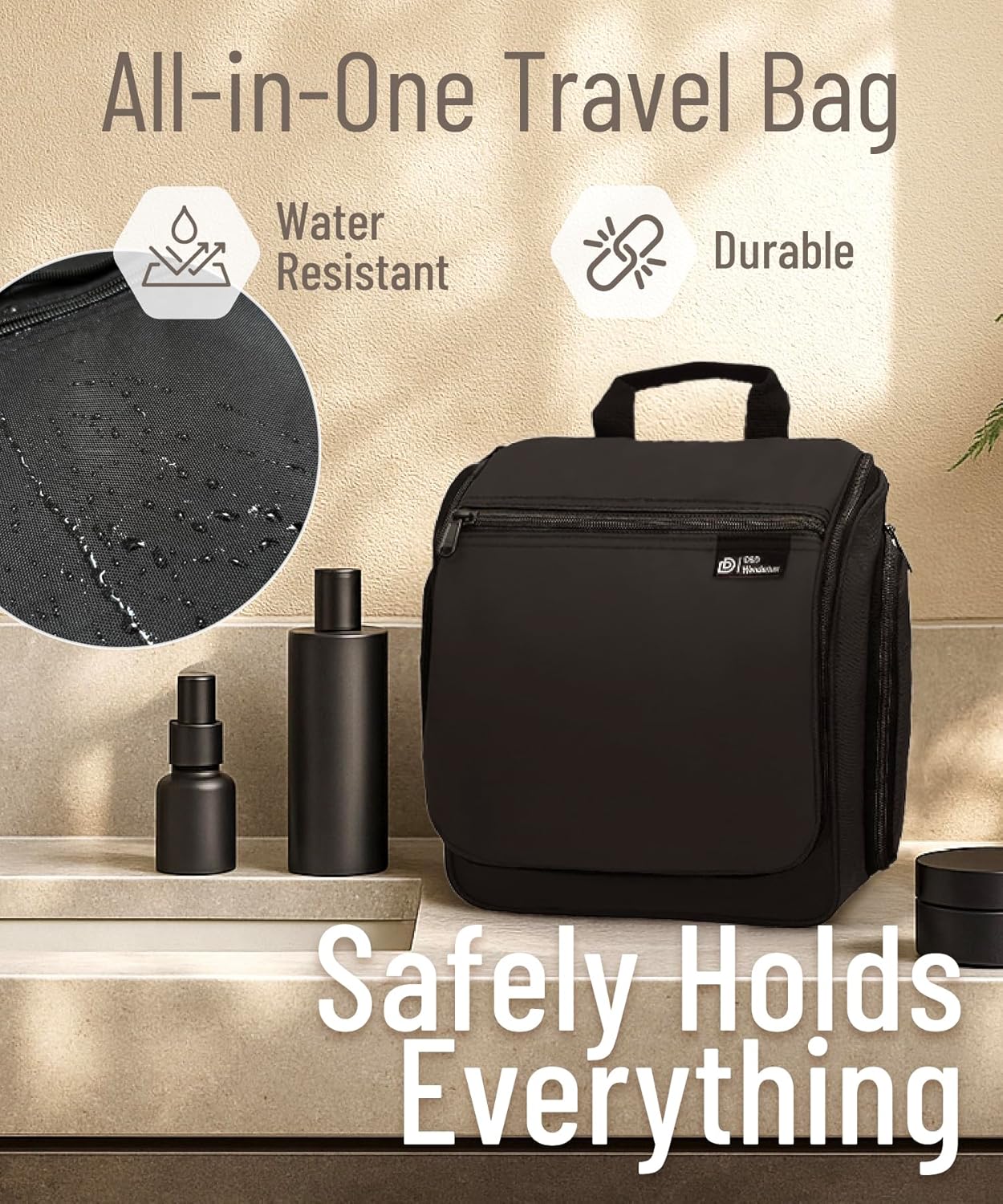 DD D&D Wanderlust DandD Hanging Travel Toiletry Bag for Men and Women with 10 Compartments Water Resistant Nylon Organizer Kit - View 6 of 9