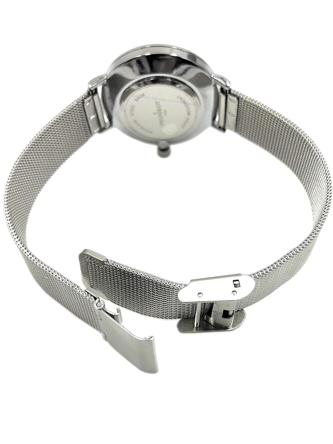 Peugeot Peugeot PP Women's Slim Sleek Dress Watch Modern Round Silver Tone Case Steel Mesh Band Blue Dial - View 3 of 3