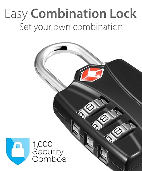 Fosmon TSA Accepted Luggage Locks 4 Pack with Open Alert Indicator and 3 Digit Combination for Travel Bags Suitcases Lockers and Bikes - View 5 of 9