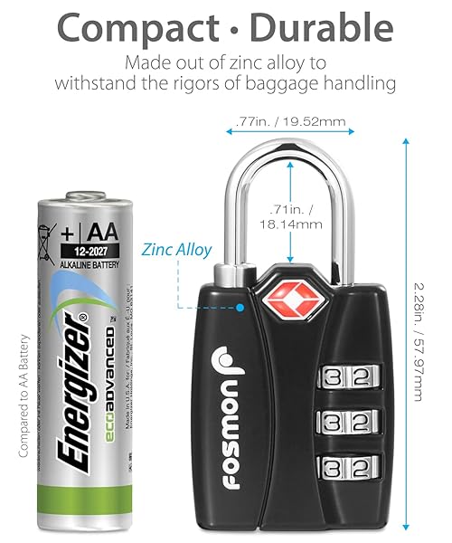 Fosmon TSA Accepted Luggage Locks 4 Pack with Open Alert Indicator and 3 Digit Combination for Travel Bags Suitcases Lockers and Bikes - View 9 of 9