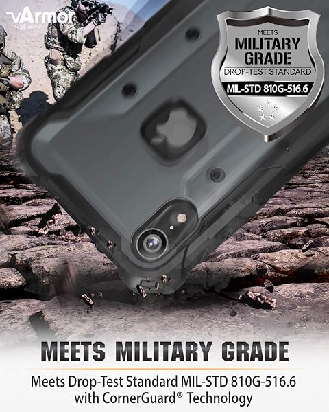 VENA Vena vArmor Rugged Case for iPhone XR - Military Grade Protection, Heavy Duty Holster & Kickstand - Space Gray - View 5 of 11