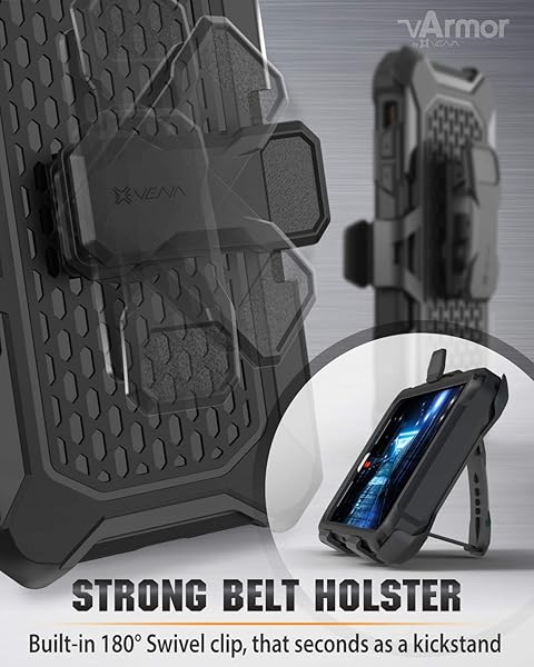 VENA Vena vArmor Rugged Case for iPhone XR - Military Grade Protection, Heavy Duty Holster & Kickstand - Space Gray - View 6 of 11