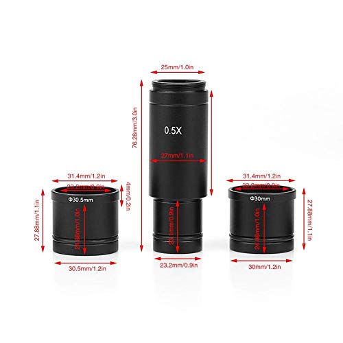 Walfront Microscope Adapter 0.5x C-Mount Lens Set 23.2mm 30mm 30.5mm Ports for CCD Camera and Digital Eyepiece - View 3 of 10