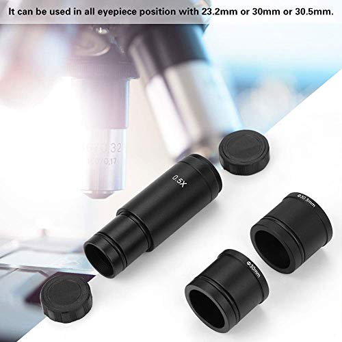 Walfront Microscope Adapter 0.5x C-Mount Lens Set 23.2mm 30mm 30.5mm Ports for CCD Camera and Digital Eyepiece - View 8 of 10