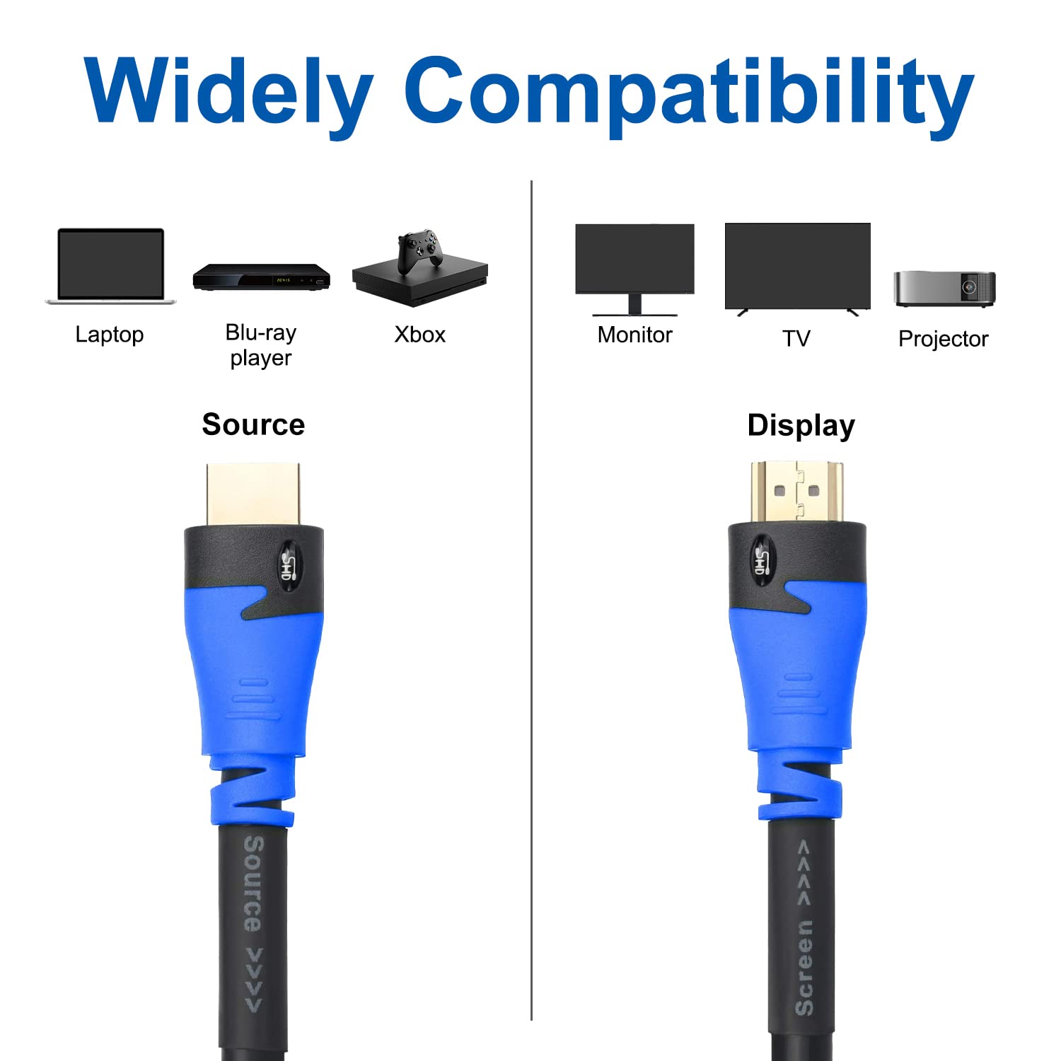 SHD SHD HDMI Cable 100 Feet with Signal Booster 4K 3D 1080P CL3 Rated for In-Wall Installation Black 100' HDMI Cord - View 5 of 7