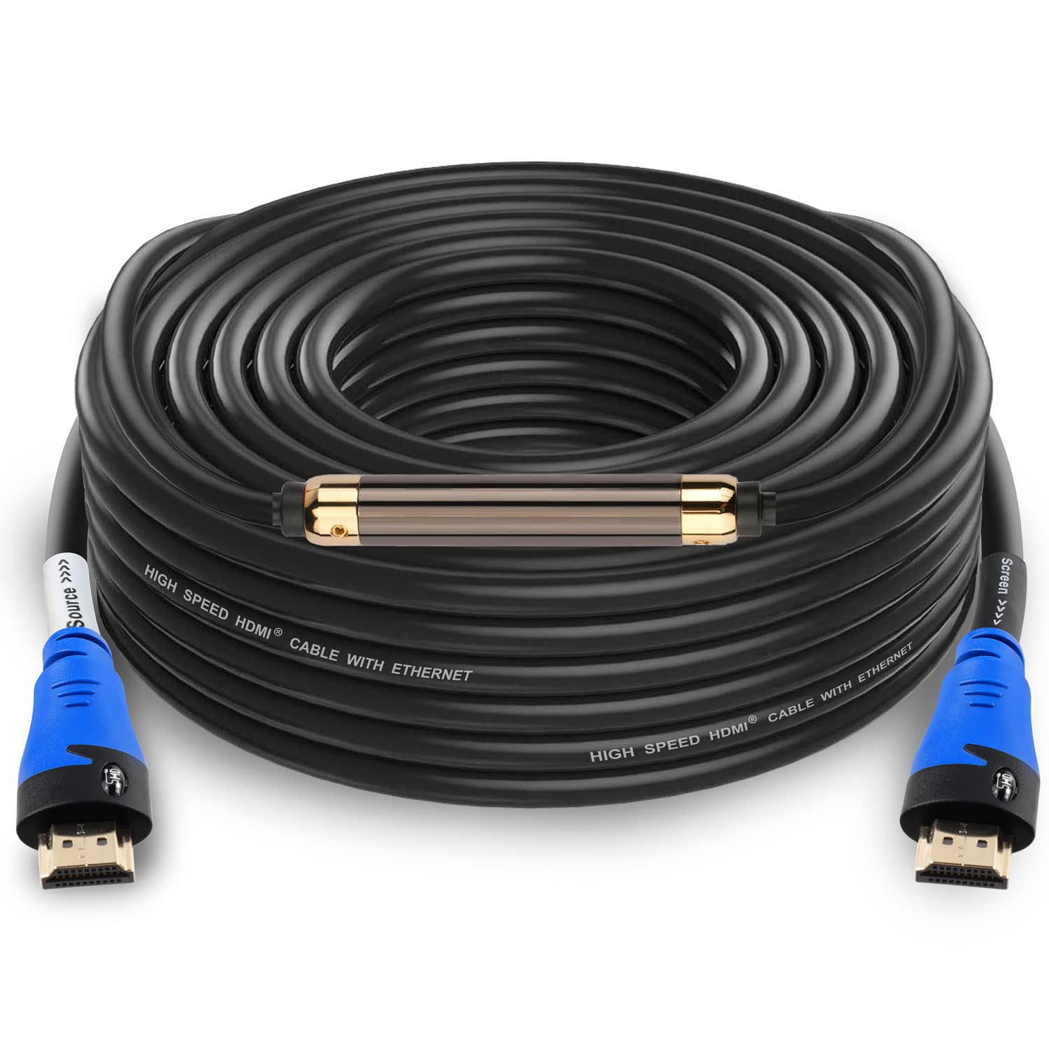 SHD SHD HDMI Cable 100 Feet with Signal Booster 4K 3D 1080P CL3 Rated for In-Wall Installation Black 100' HDMI Cord
