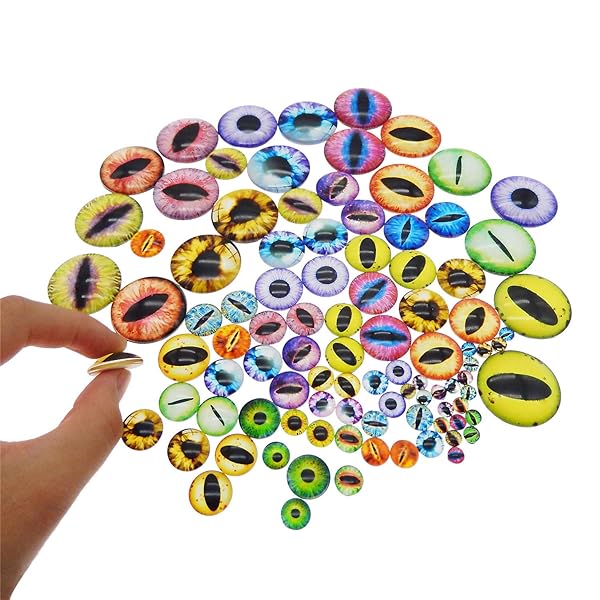 Julie Wang Julie Wang 180PCS Assorted Dragon Eyes Flatback Glass Cabochons for DIY Doll Making Craft Jewelry Toys in Various Sizes - View 2 of 7