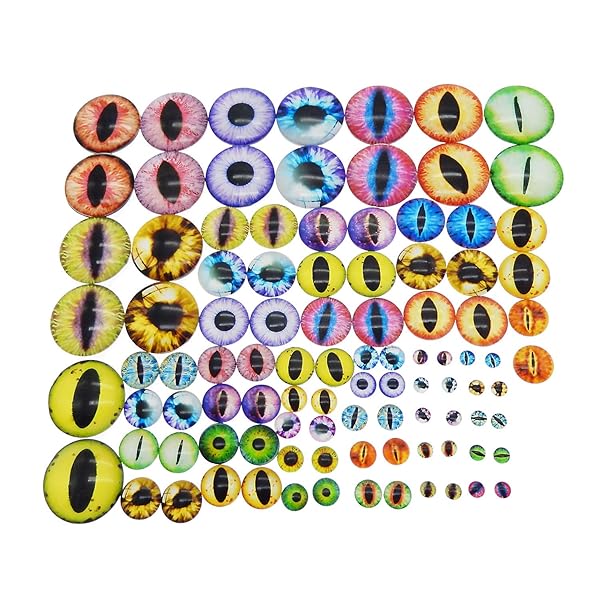 Julie Wang Julie Wang 180PCS Assorted Dragon Eyes Flatback Glass Cabochons for DIY Doll Making Craft Jewelry Toys in Various Sizes - View 4 of 7