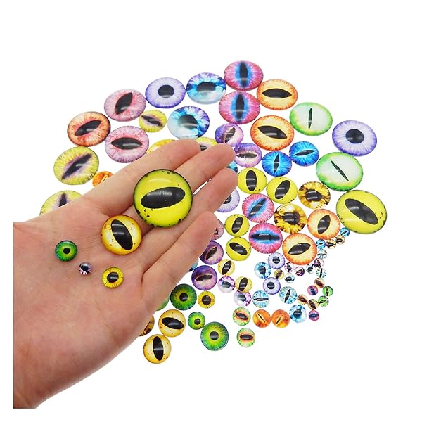 Julie Wang Julie Wang 180PCS Assorted Dragon Eyes Flatback Glass Cabochons for DIY Doll Making Craft Jewelry Toys in Various Sizes - View 5 of 7