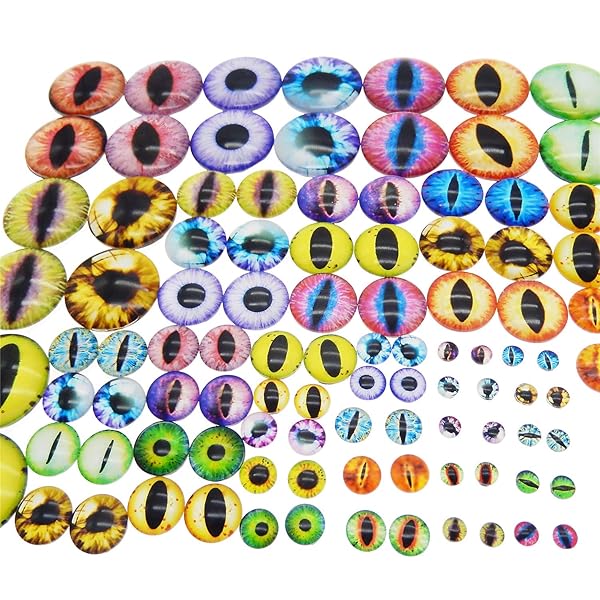 Julie Wang Julie Wang 180PCS Assorted Dragon Eyes Flatback Glass Cabochons for DIY Doll Making Craft Jewelry Toys in Various Sizes - View 6 of 7