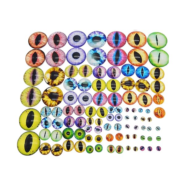 Julie Wang Julie Wang 180PCS Assorted Dragon Eyes Flatback Glass Cabochons for DIY Doll Making Craft Jewelry Toys in Various Sizes
