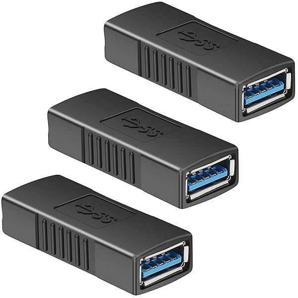 SAISN USB 3.0 Female to Female Coupler Adapter - Pack of 3, Black Extension Converter