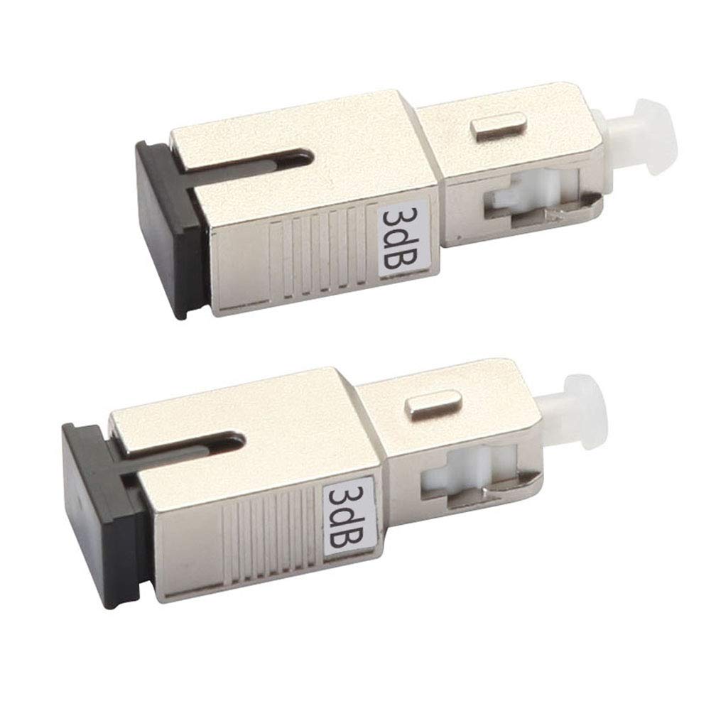 2 Pack 10dB SC Fiber Optic Attenuator - Single Mode Fixed In-Line, SM SC/UPC Male to Female, Options: 3dB, 5dB, 7dB, 10dB