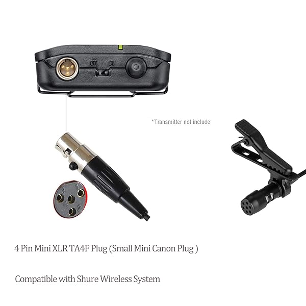 Sujeetec Buy Sujeetec Lavalier Microphone - Unidirectional Condenser Mic for Shure Wireless Transmitter - Mini XLR TA4F Plug - View 4 of 9