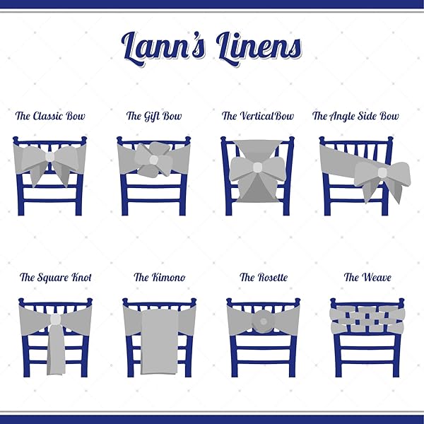 Lann's Linens Lanns Linens 10 Elegant Satin Wedding Party Chair Cover Sashes Bows Ribbon Tie Back Sash Royal Blue - View 3 of 3