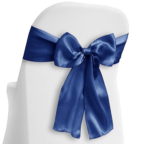 Lann's Linens Lanns Linens 10 Elegant Satin Wedding Party Chair Cover Sashes Bows Ribbon Tie Back Sash Royal Blue