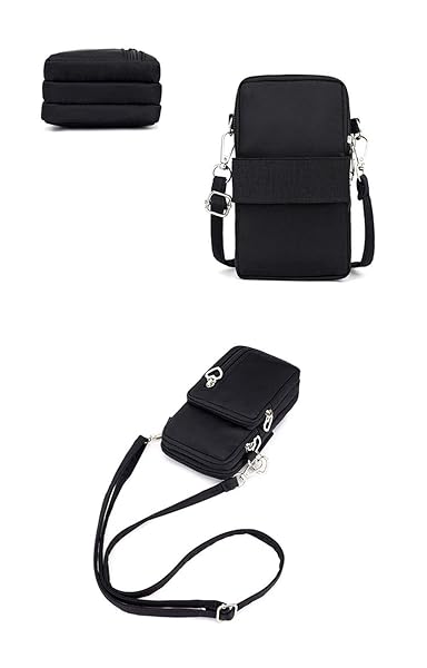 Yinoinge Zipper Crossbody Bag for Women Oxford 3-Layers Wristlet Shoulder Pouch Compatible with iPhone and Samsung Galaxy - View 5 of 6