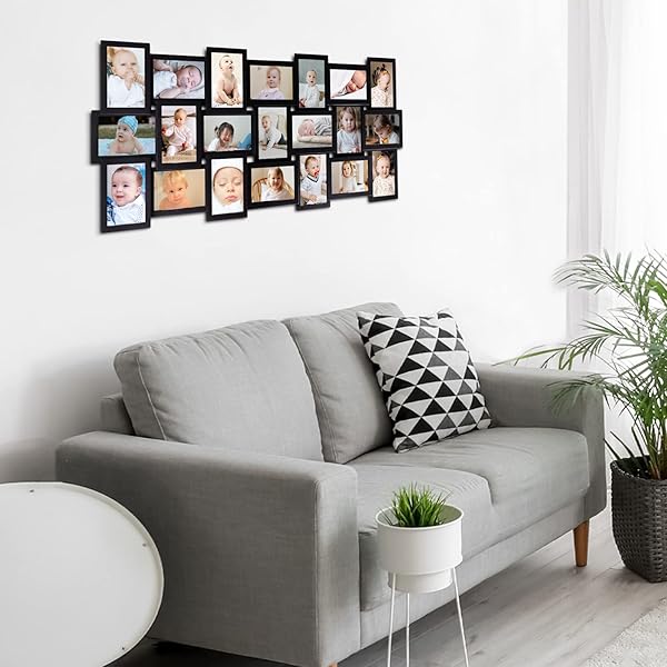 HELLO LAURA Hello Laura Collage Wall Decor 21 Picture Frames for 4x6 Photos Black Gallery Set for Home Living Room Display - View 3 of 9