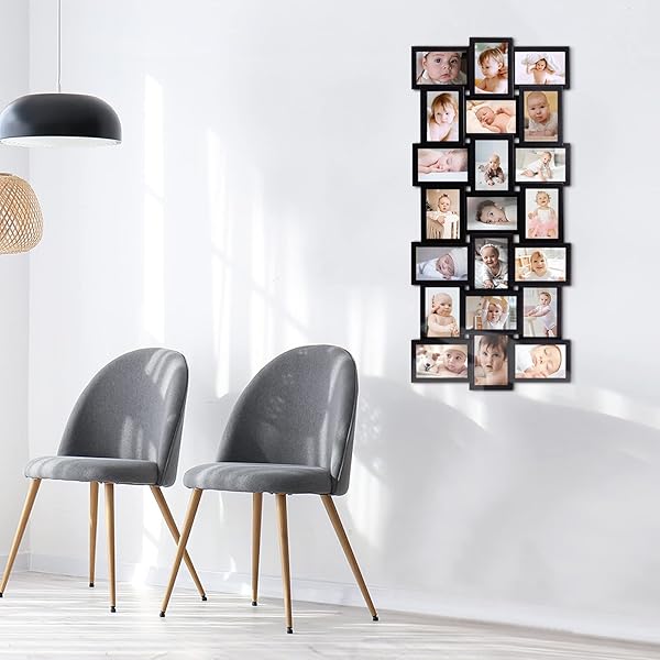 HELLO LAURA Hello Laura Collage Wall Decor 21 Picture Frames for 4x6 Photos Black Gallery Set for Home Living Room Display - View 5 of 9