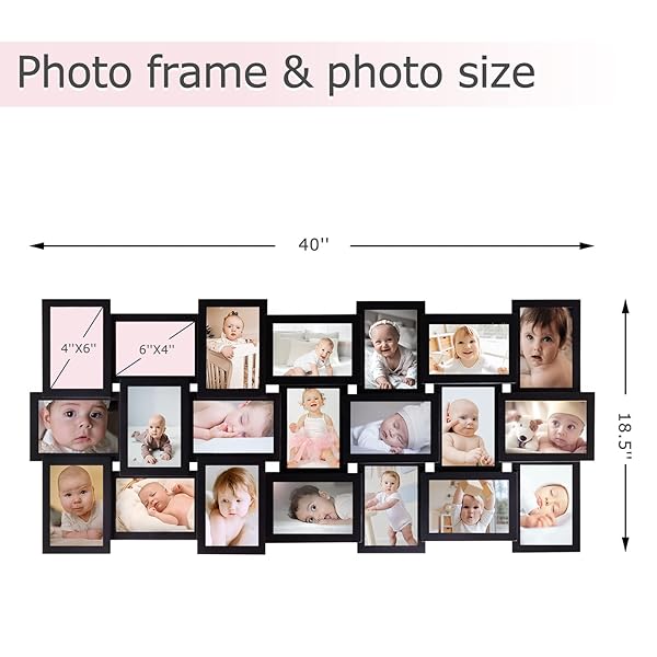 HELLO LAURA Hello Laura Collage Wall Decor 21 Picture Frames for 4x6 Photos Black Gallery Set for Home Living Room Display - View 6 of 9