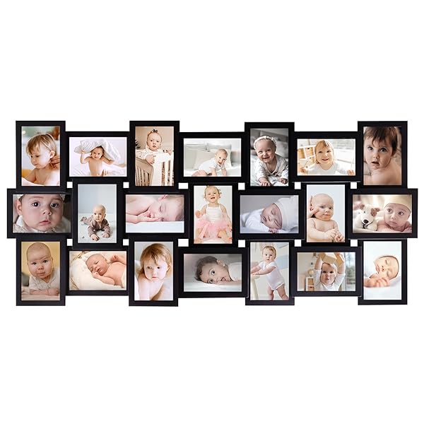 HELLO LAURA Hello Laura Collage Wall Decor 21 Picture Frames for 4x6 Photos Black Gallery Set for Home Living Room Display