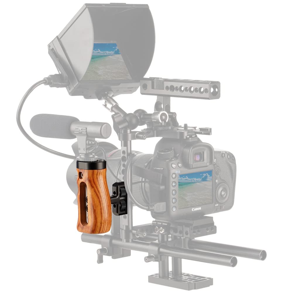 NICEYRIG NICEYRIG Universal Side Wooden Handle Handgrip with Cold Shoe for DSLR Camera Cage for Enhanced Stability and Control - View 2 of 8