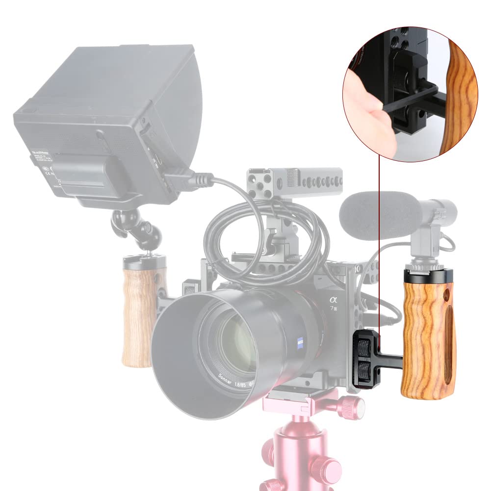 NICEYRIG NICEYRIG Universal Side Wooden Handle Handgrip with Cold Shoe for DSLR Camera Cage for Enhanced Stability and Control - View 3 of 8