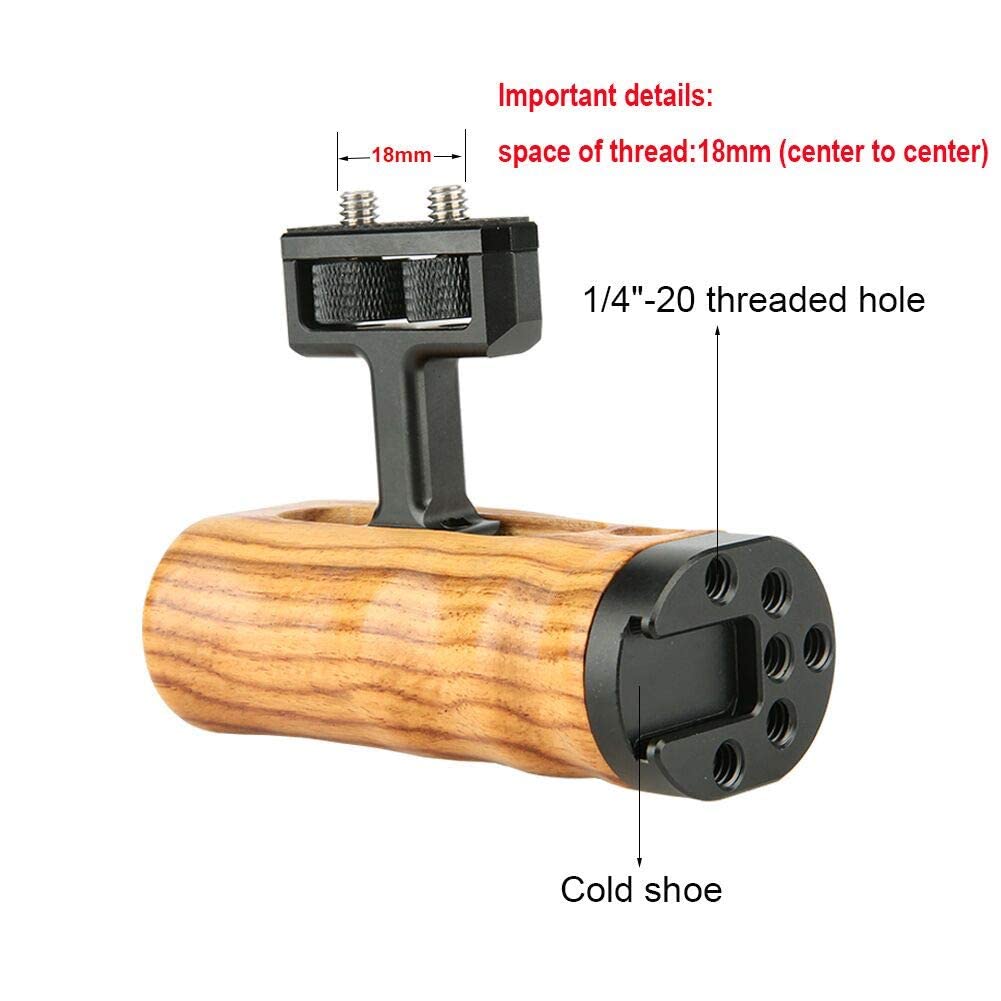 NICEYRIG NICEYRIG Universal Side Wooden Handle Handgrip with Cold Shoe for DSLR Camera Cage for Enhanced Stability and Control - View 4 of 8
