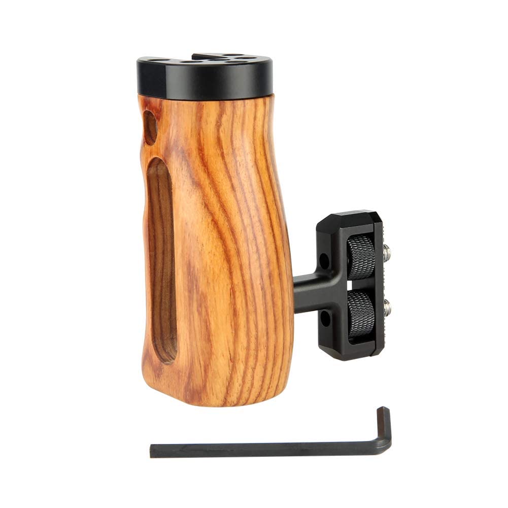 NICEYRIG NICEYRIG Universal Side Wooden Handle Handgrip with Cold Shoe for DSLR Camera Cage for Enhanced Stability and Control - View 7 of 8