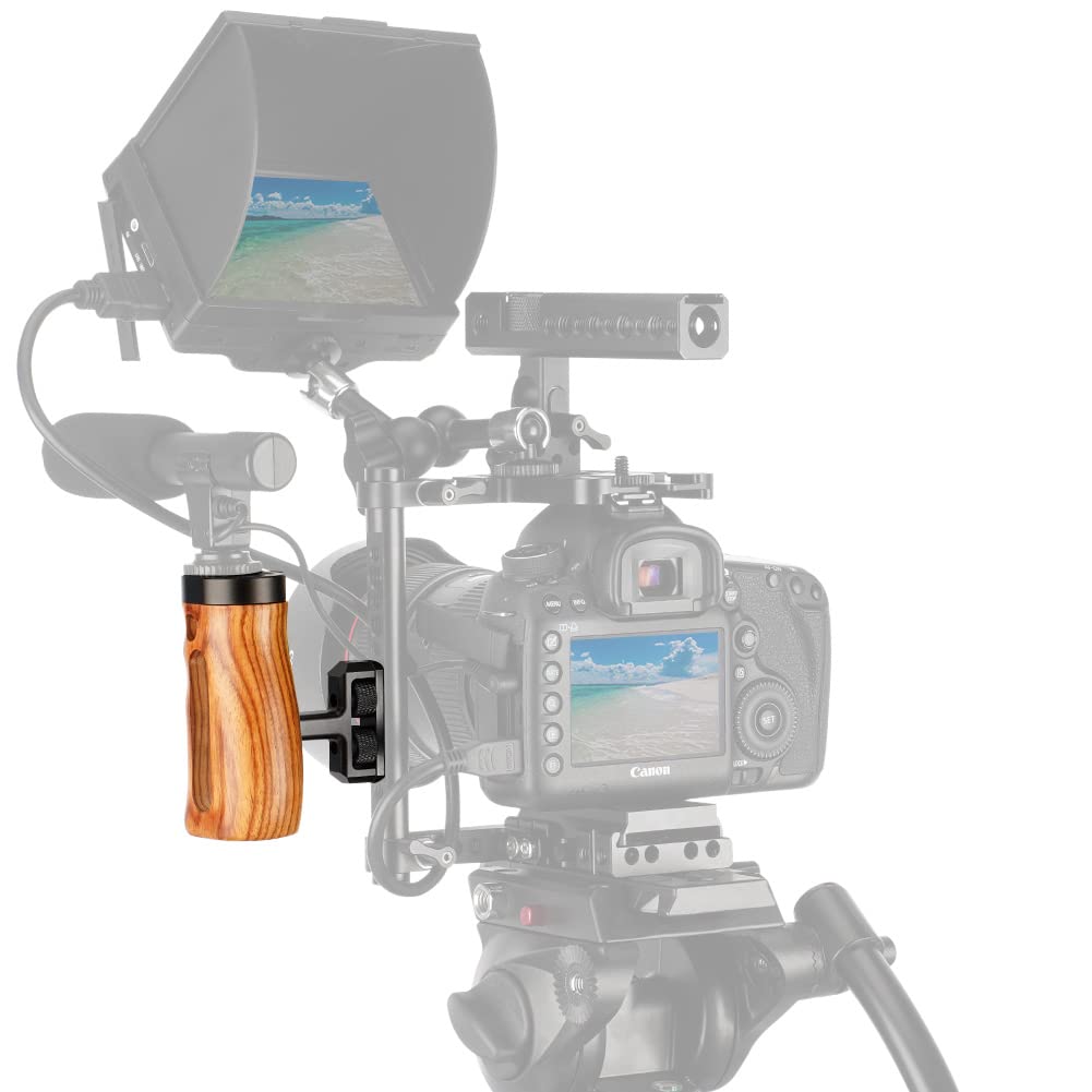 NICEYRIG NICEYRIG Universal Side Wooden Handle Handgrip with Cold Shoe for DSLR Camera Cage for Enhanced Stability and Control - View 8 of 8