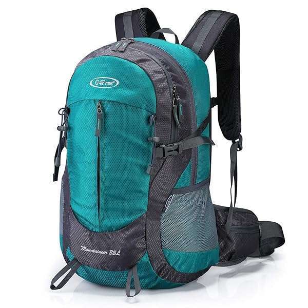 G4Free G4Free 35L Hiking Backpack - Lightweight, Water-Resistant Daypack with Rain Cover for Men & Women (Peacock Green)