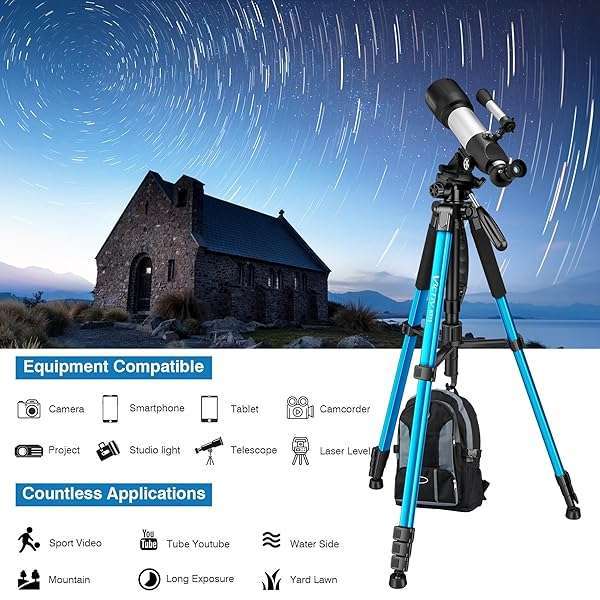 Victiv Victiv 72 inch Camera Tripod, Tall Tripod for Camera Cell Phone, Heavy Duty Camera Tripod Stand, Professional Aluminum Monopod, Compatible with Canon Nikon Sony DSLR Cameras - Blue - View 9 of 10