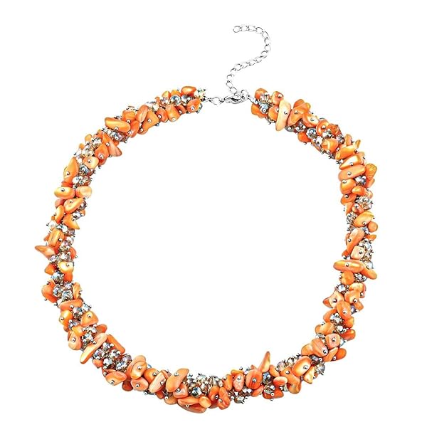SHOP LC DELIVERING JOY Shop LC Orange Shell Beaded Necklace for Women Beach Jewelry Summer Gifts 20-23 Inches Perfect for Birthdays