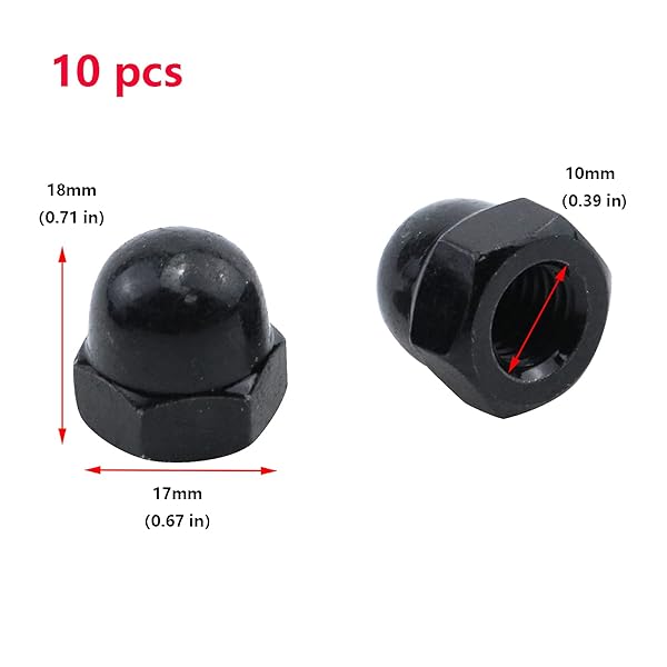 Antrader Antrader M10 Acorn Cap Black Zinc Hex Nuts 10-Pack Carbon Steel Decorative Dome Head - View 2 of 4