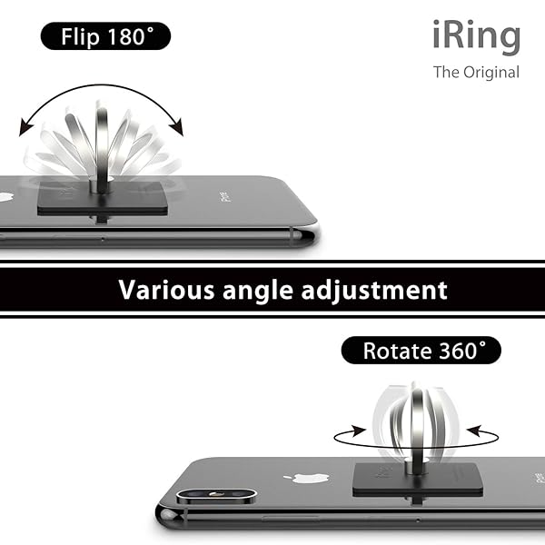 iRing iRing Original Phone Ring Holder - Made in Korea, Compatible with iPhone & Galaxy - Matt Black Cell Phone Grip Stand - View 4 of 7