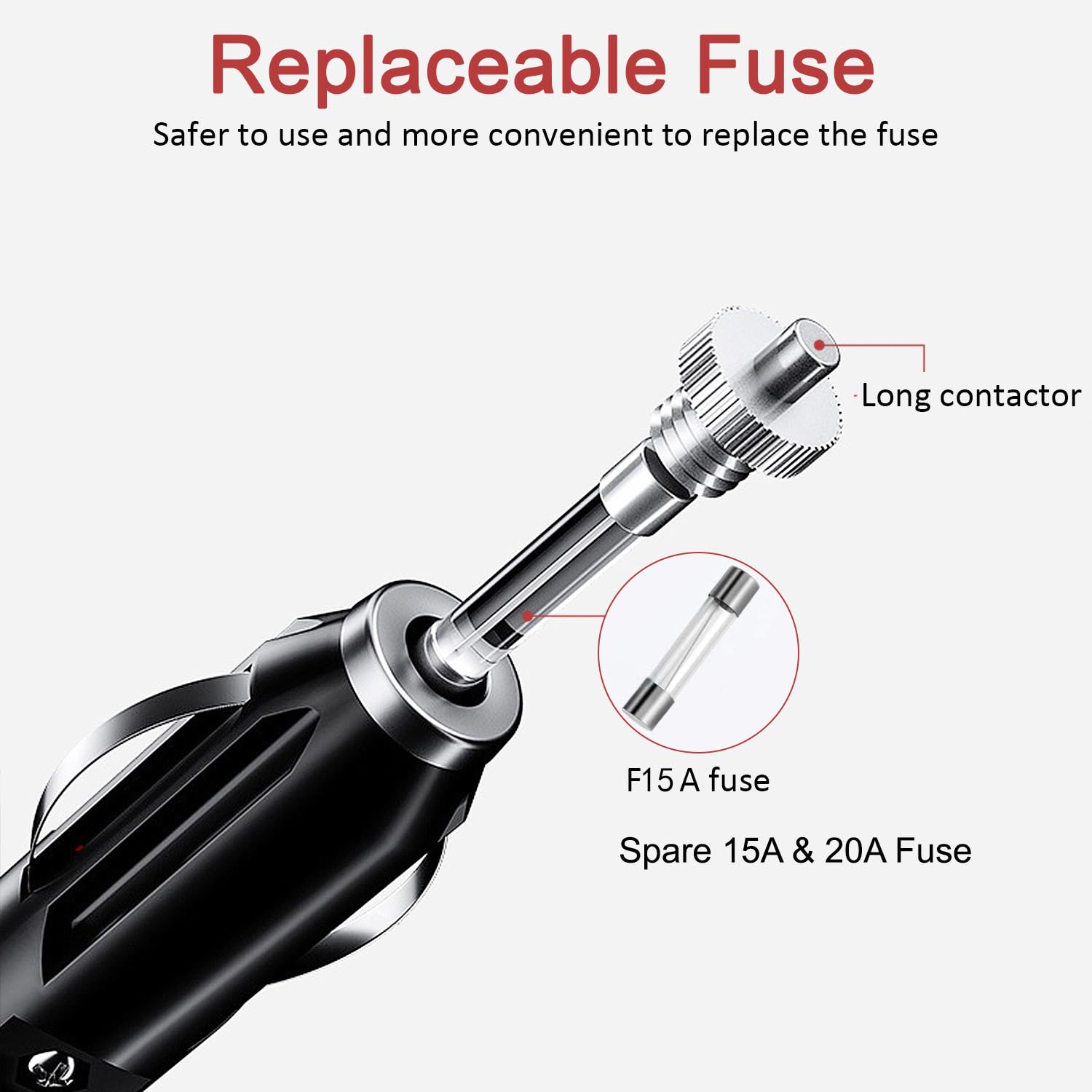 Carviya Carviya 5 Pack Heavy Duty 12V 24V 16AWG Male Plug Cigarette Lighter Adapter Power Supply Cable for Car Inverter Air Pump Electric Cup - View 6 of 6