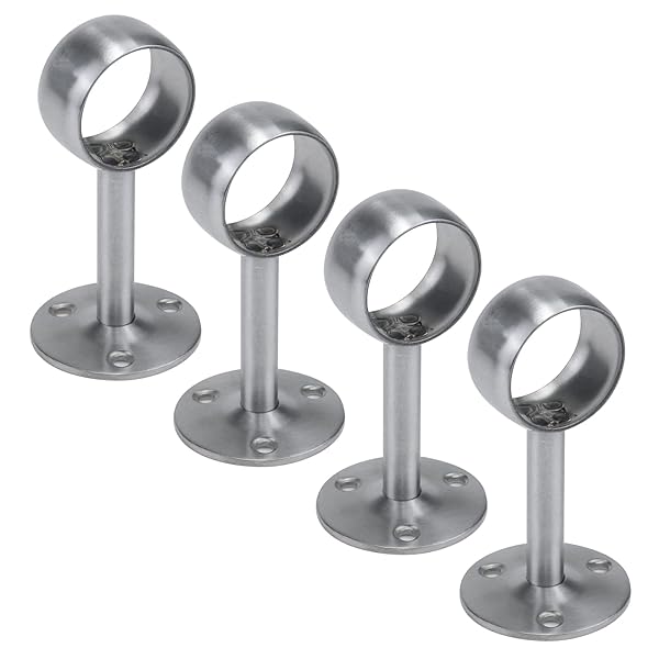 Antrader Antrader 4-Pack Stainless Steel Wardrobe Closet Rod Support Bracket 1.26 Inch Diameter Silver Tone