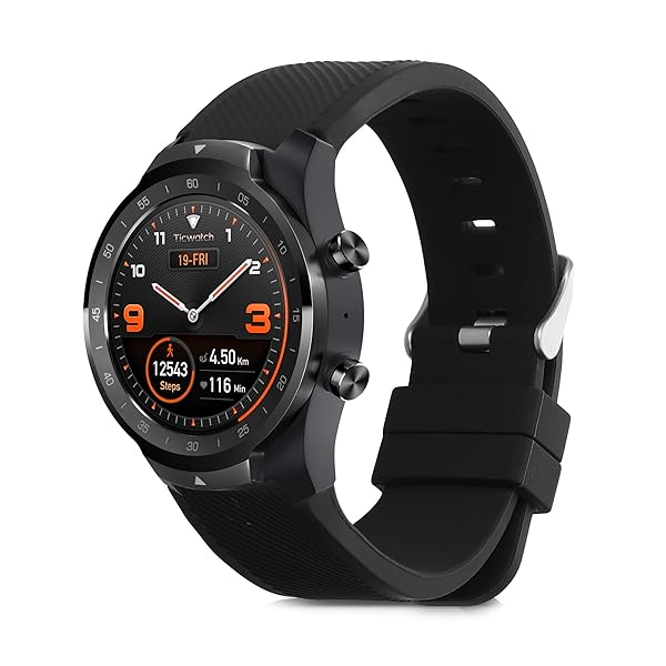 kwmobile KWMobile Black Silicone Strap for Ticwatch Pro - Durable Replacement Watch Band - View 2 of 9