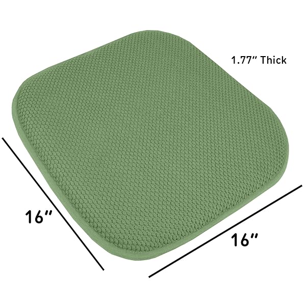 Sweet Home Collection Sweet Home Collection Memory Foam Chair Pads 16x16 Nonslip Back Seat Cover 6 Pack Green Honeycomb Design - View 4 of 7