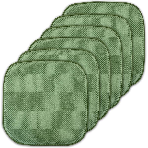 Sweet Home Collection Sweet Home Collection Memory Foam Chair Pads 16x16 Nonslip Back Seat Cover 6 Pack Green Honeycomb Design