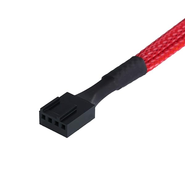 Onwon Onwon 2 Pack PWM Fan Splitter Cable 4 Pin Sleeved Braided Y Splitter for PC Fan Power 1 to 2 Converter Extension Cable Red - View 4 of 6