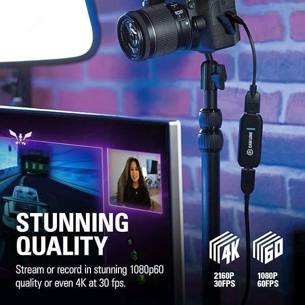 Elgato Elgato Cam Link 4K: Capture DSLR & Action Cam for 1080p60 Streaming on OBS, Zoom, Teams - Perfect for Gaming & Video Conferencing - View 5 of 11