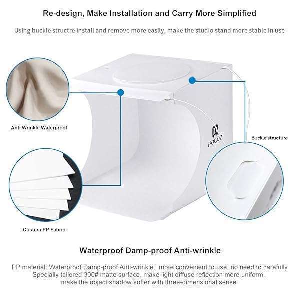 PULUZ Mini Photo Studio Light Box: Super Bright Portable Shooting Tent with 6 Backdrops & Carrying Bag (20cm) - View 5 of 10
