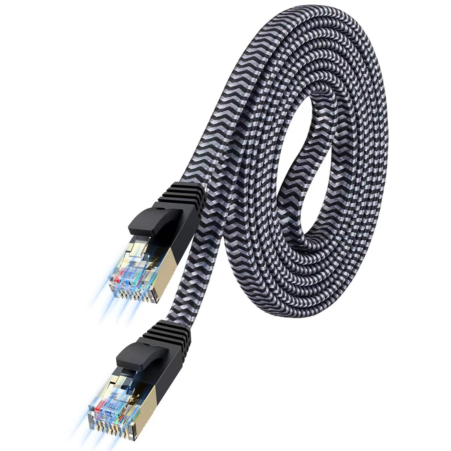 MORELECS MORELECS Cat 7 Ethernet Cable 20ft High Speed Nylon Braided Flat LAN Cable for Fast and Stable Internet at Home and Office - View 8 of 9