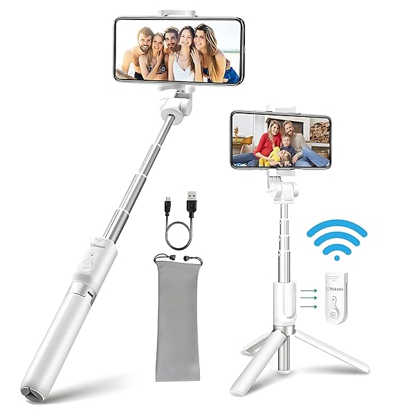 Pokanic Pokanic Selfie Stick Tripod with Remote - Lightweight, Adjustable, V-Log Compatible for iPhone & Samsung Galaxy (White) - View 2 of 8