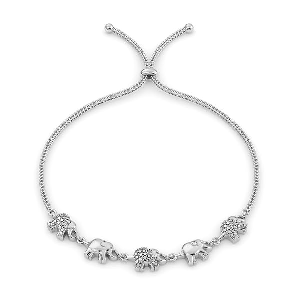 "Shop LC Dragonfly Bolo Bracelet for Women - Platinum Plated 925 Sterling Silver & CZ Crystals - Adjustable 9.5" Jewelry"
