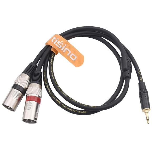 Tisino Tisino 3.5mm to Dual XLR Stereo Cable - 1/8 Inch Mini Jack to 2 XLR Male Y Splitter Adapter - 3.3 FT - View 4 of 9