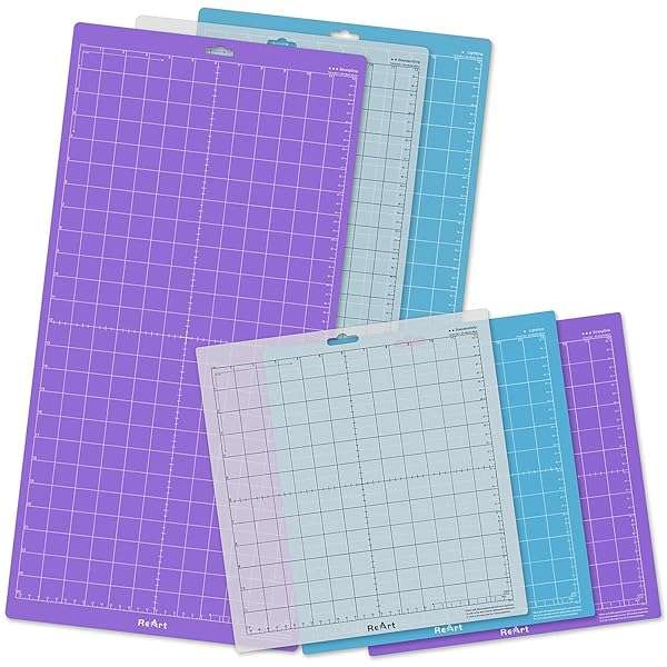 ReArt ReArt Cutting Mat Variety Pack for Silhouette Cameo 4/3/2/1 - Strong, Standard & Light Grip, 12x12 & 12x24 Sizes - View 2 of 7