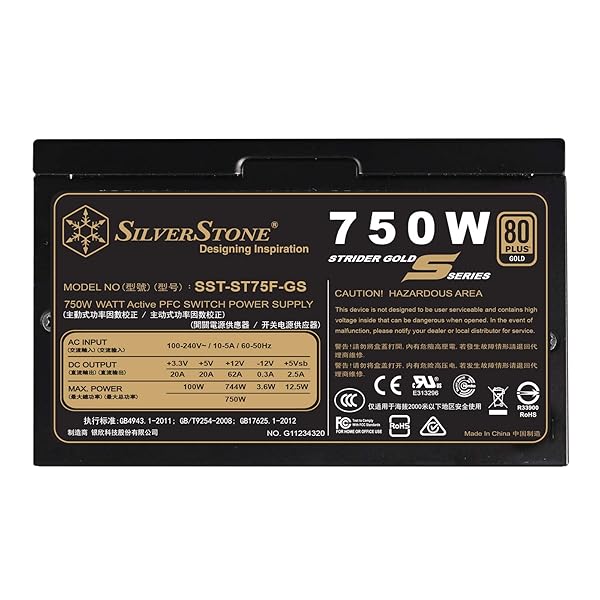 SilverStone SilverStone 750W Fully Modular PSU - 80 Plus Gold, 140mm Design | SST-ST75F-GS-V3 Power Supply - View 2 of 10