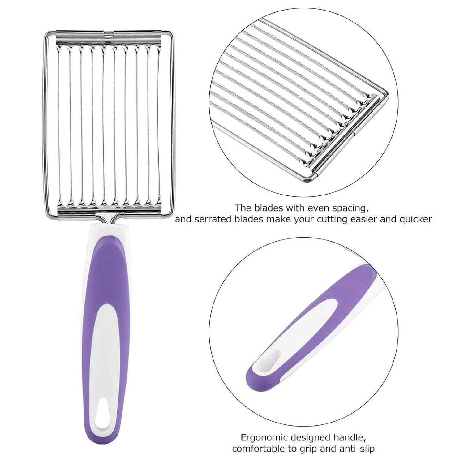 Aramox Stainless Steel Luncheon Meat Cutter and Slicer for Fruits Cheese Eggs and Tomatoes with Comfortable Handle - View 5 of 9